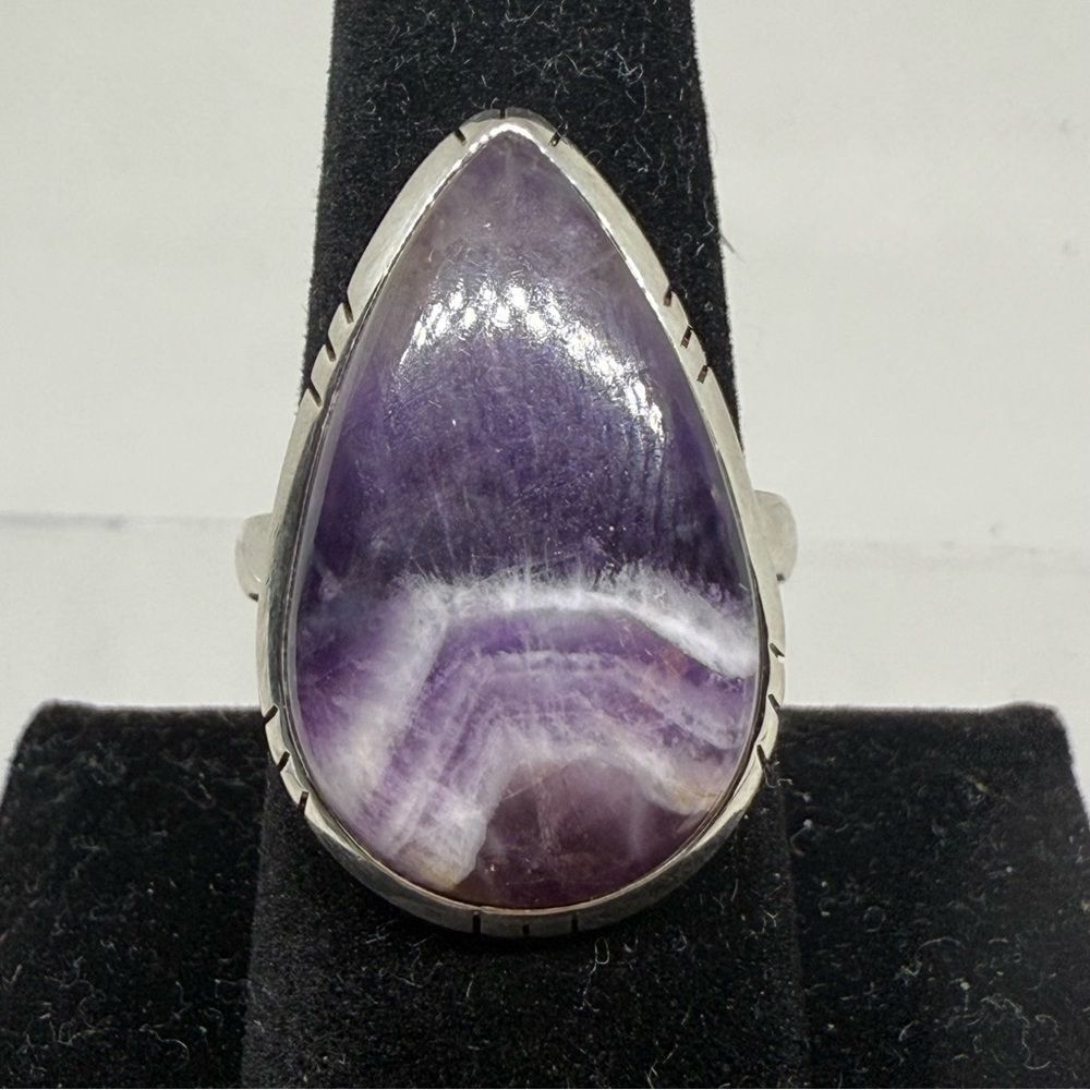 Amethyst Chevron 925 Sterling Silver ring size 9.75